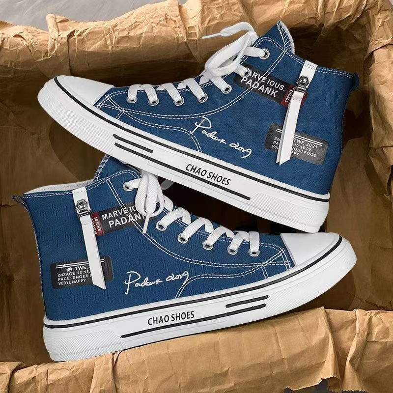 Men's canvas shoes 2025 new winter black athletic versatile casual sneakers men's spring/autumn high-top skate shoes
