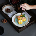 Japanese retro ceramic western dinner plate steak flat plate stoneware household dinner plate commercial round plate hotel restaurant tableware