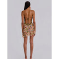 y2k cutout sexy print spaghetti strap mini dress backless sleeveless bodycon women's beach dress