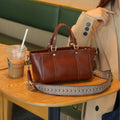 Retro first-layer cowhide women's bag 2025 new genuine leather vegetable tanned leather satchel crossbody bag rubbed color soft leather live broadcast model