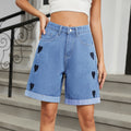 European and american clothing cross-border trade independent station  new arrival ripped and curled half length denim shorts casual pants trendy