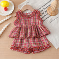 new product girl european and american style socialite plaid vest + shorts waist suit