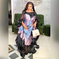European and american cross-border foreign trade african women's clothing  large size organza dress  printed robe