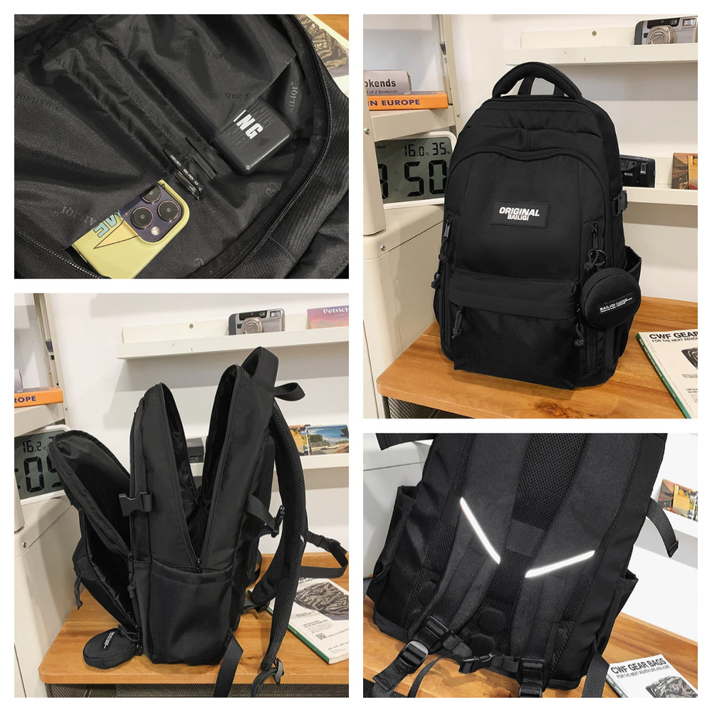 New large capacity backpack - perfect for high school, college, and university students. casual printed backpack with color blocking design, ideal for business trips and travel