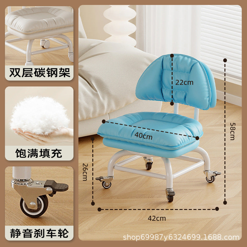 Raised universal wheel, small stool, silent backrest chair, pulley, low stool with baby bench, beautiful seam stool, shoe change household