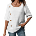 european and american cross-border new women's cotton linen button-down fashion casual top