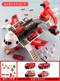 Transformed passenger aircraft kids scene toy multi-function ejection crane aircraft model inertia resistant to fall male voice light ejection