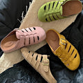 Retro piggyback birkenstock shoes women's easiest for match2026new arrivalspring and summeroutwear slip-on lazy cut out toe-cap half slippers