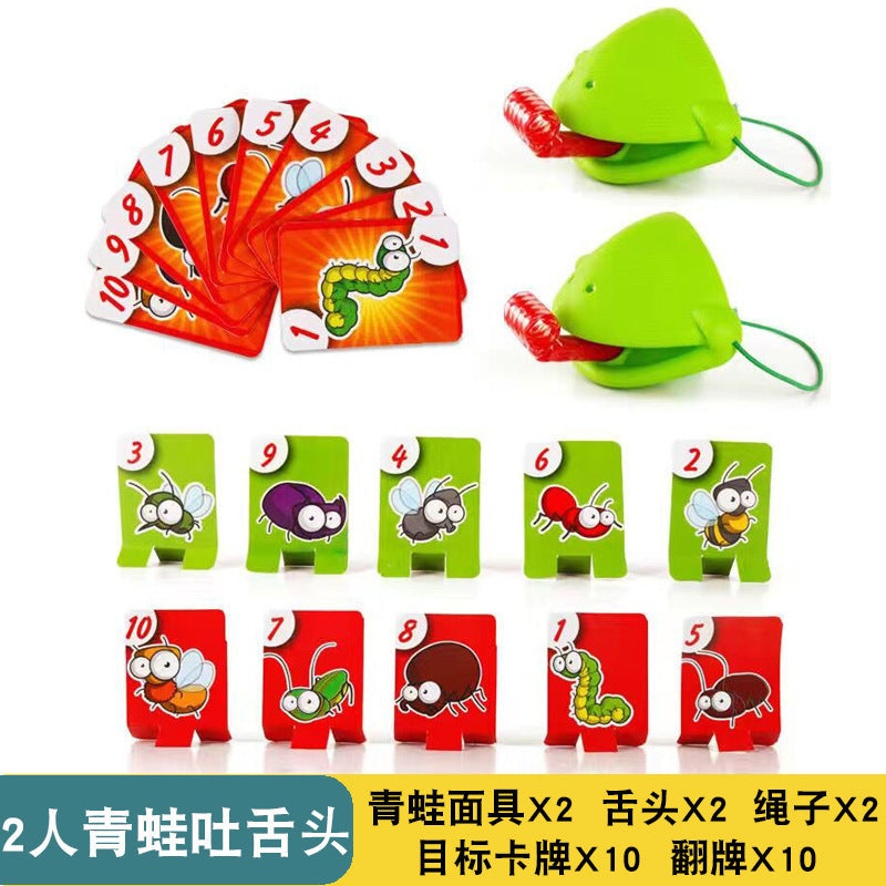 hot-selling frog mouth tongue-out mask lizard playing cards interactive tabletop game cards educational toys wholesale