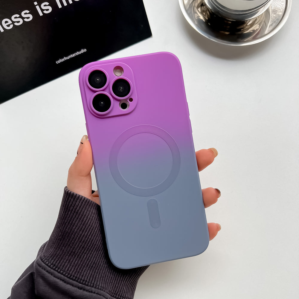 Wholesale iphone 17 two-tone magnetic charging phone case with apple 16 lens film liquid silicone protective cover and magnetic attachment