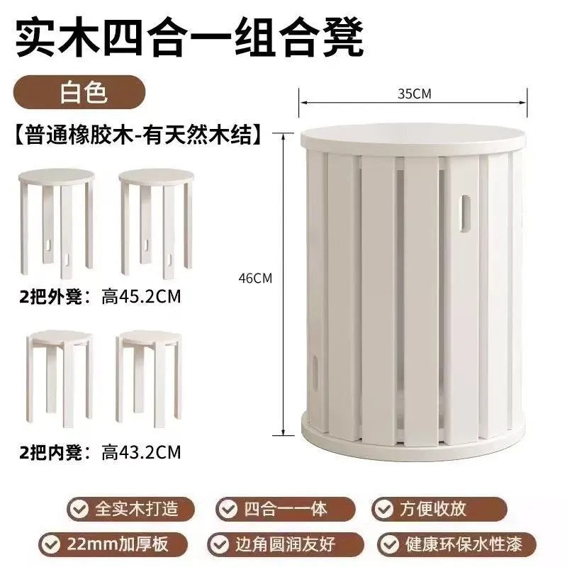 Solid wood stool for home stackable bench combination high round stool stacking stool restaurant guest storage stool coffee table stool
