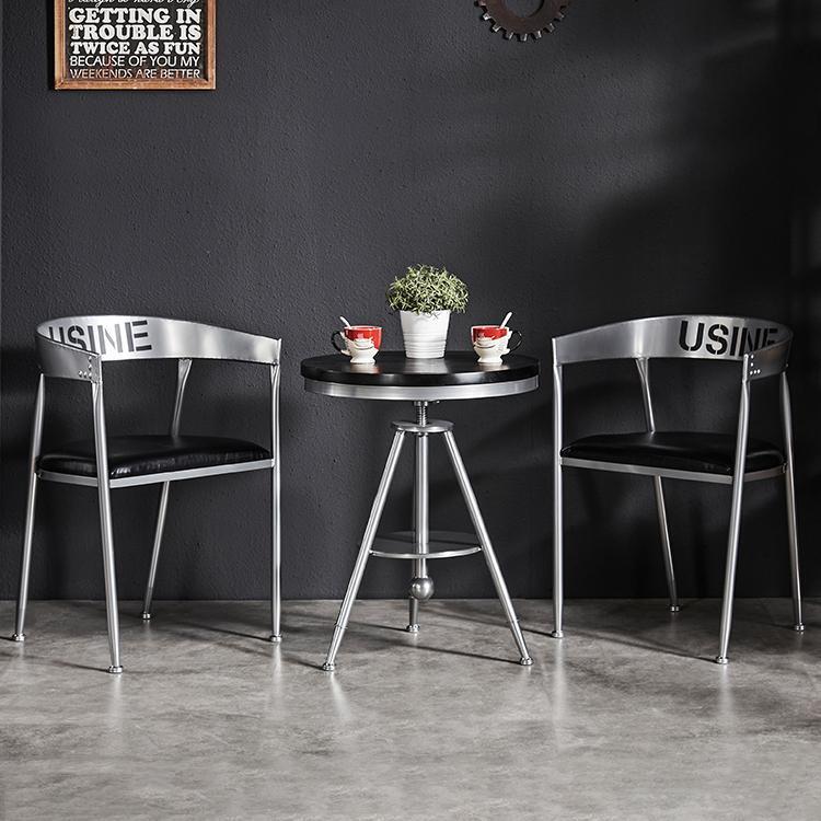 American Cafe Bistro Creative Metal Leisure Table and Chair Combination Industrial Wind Lifting Wrought Iron Small Round Table Dining Table