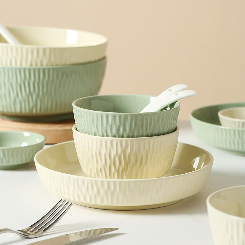 Nordic dinnerware set - modern minimalist ceramic tableware for home use - stylish bowls, plates, and chopsticks combo - perfect for housewarming gifts