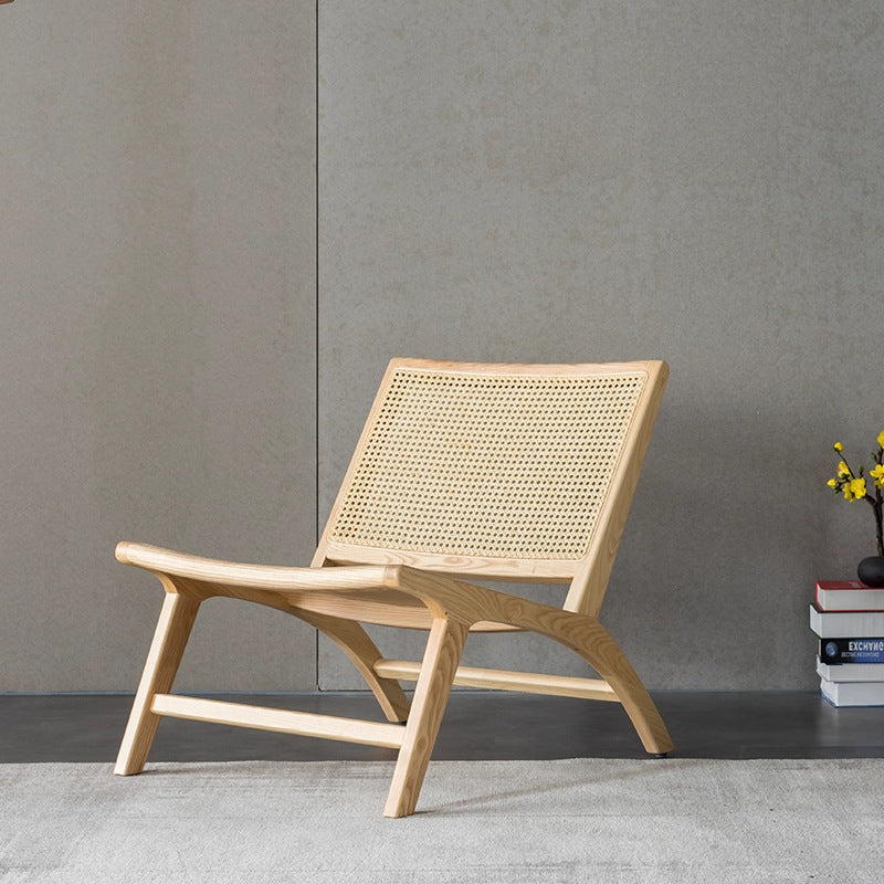Nordic solid wood single sofa chair recliner saddle chair back chair design cross-border wabi-sabi style