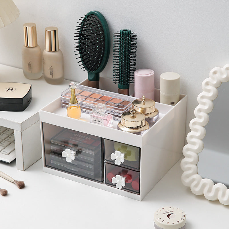 Desktop cosmetic multifunctional storage office pen holder makeup brush lipstick eyebrow pencil drawer compartment dressing box