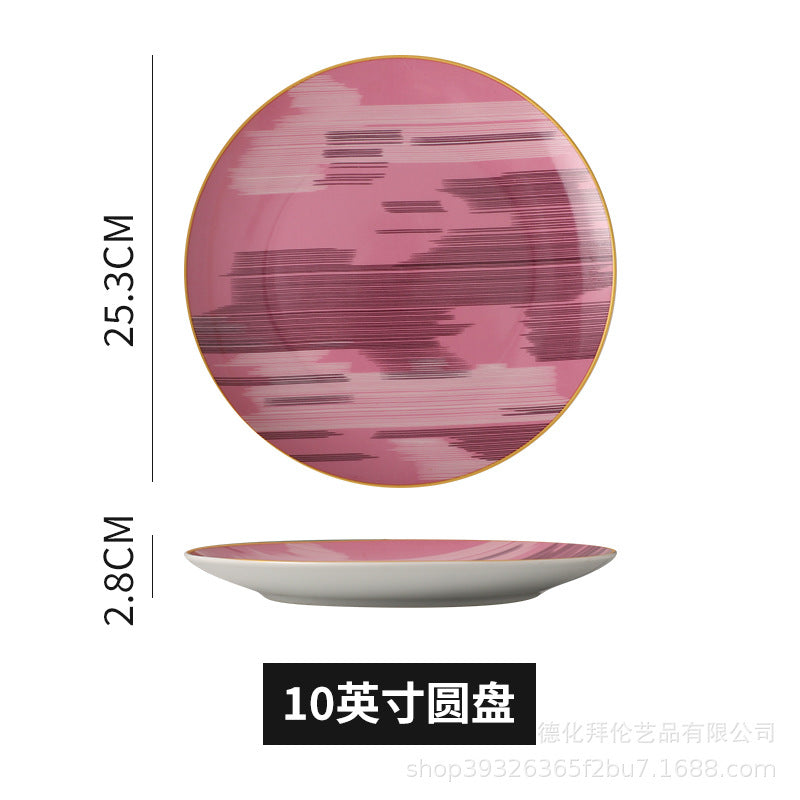 European-style popular casual ceramic dessert plate, dessert plate, household afternoon tea special cake plate, fruit plate skewer plate