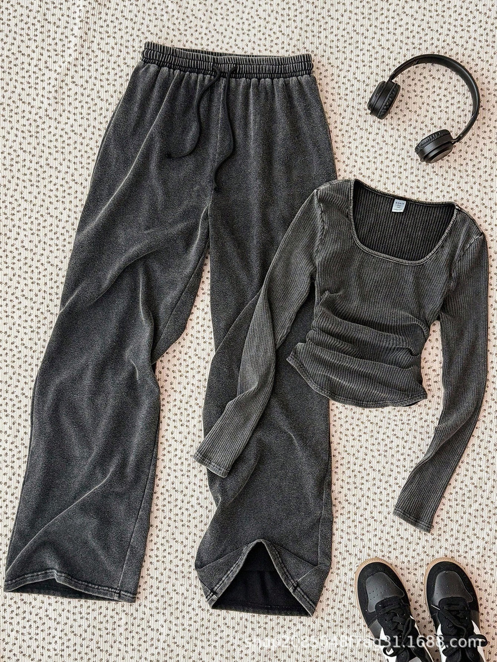 New korean style designer chic fashion casual set for women, spring/autumn collection, girls' set, long sleeve top and pants