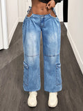Pre-sale-16386# cross-border foreign trade fashion hot girl versatile loose workwear women's jeans
