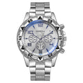 2023 aliexpress watch: men's casual stainless steel watch with faux three-eyed design, alloy fashion watch - silver
