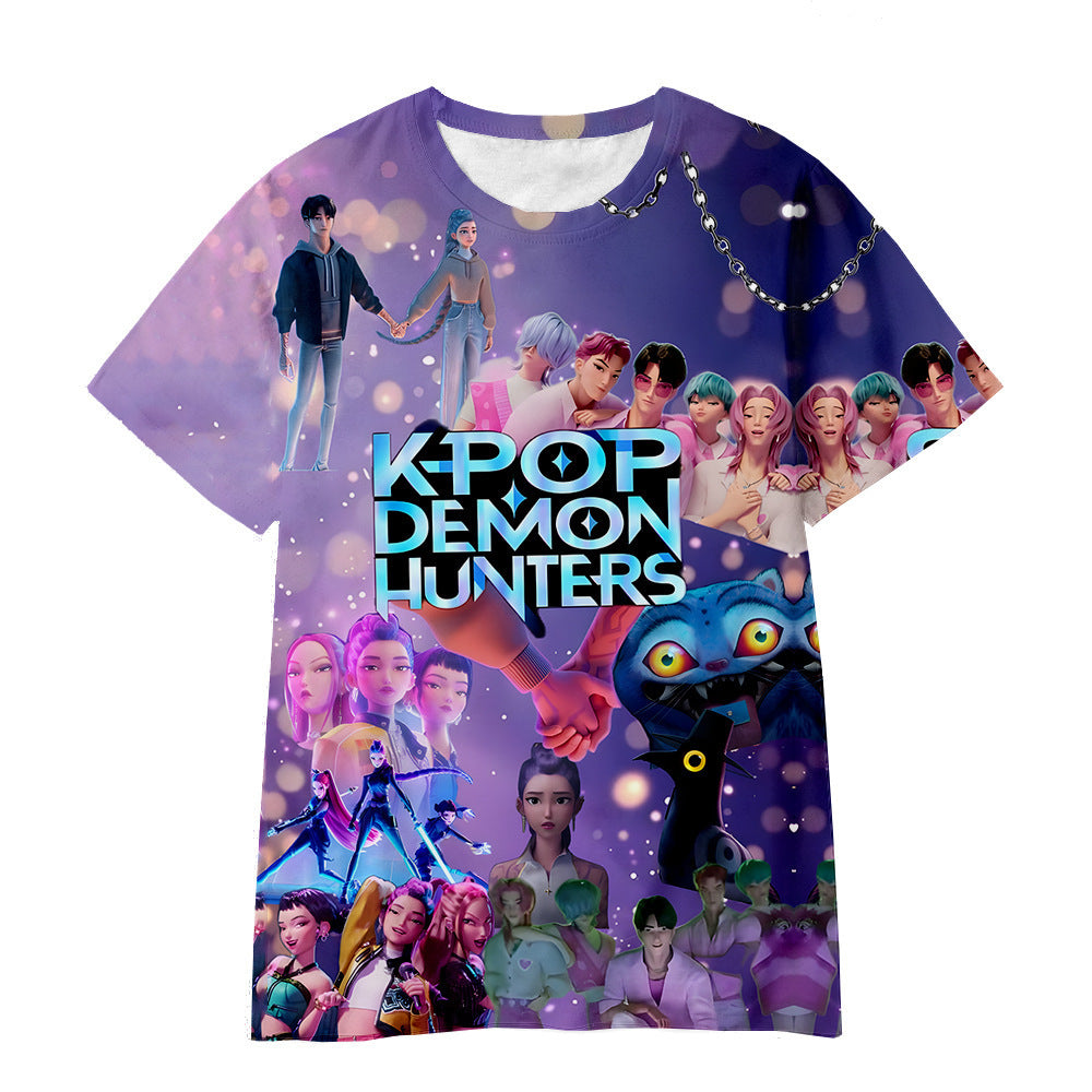 Witcher boy group 3d digital printing cross-border overseas casual loosefashion t-shirt k-pop girls t-shirt