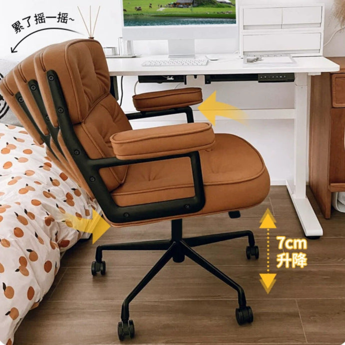 Home computer chair accessible luxurycasual office swivel chair plaid long sitting makeup chair study desk backrest dormitory chair