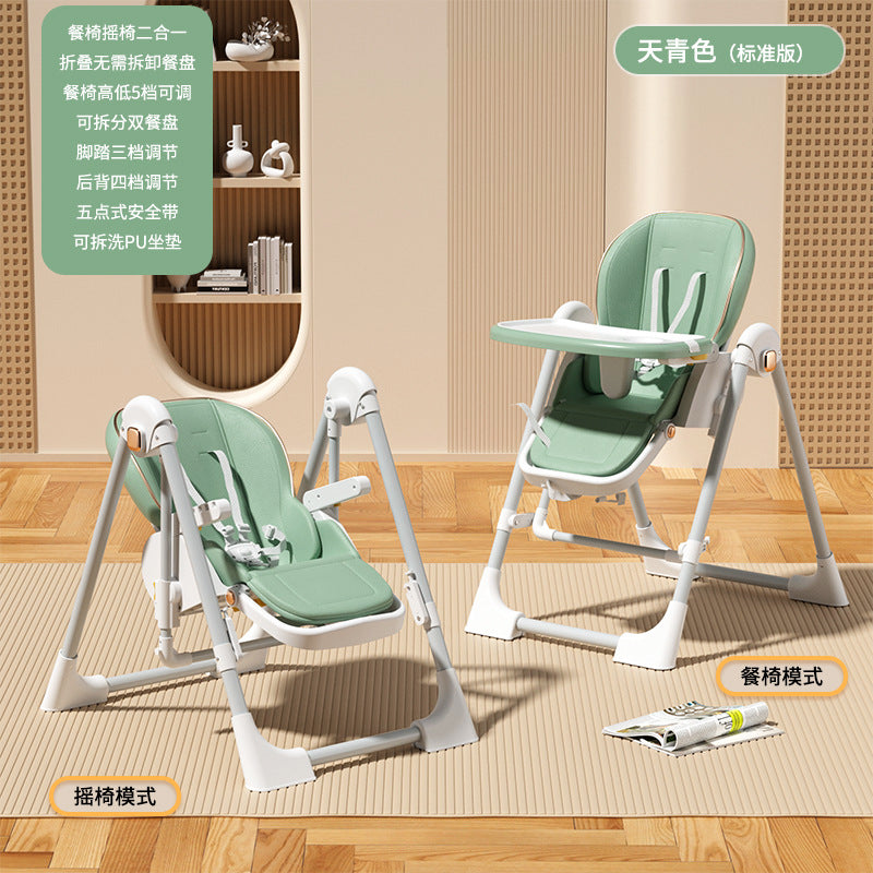Baby Dining Chair Eating Chair Multifunctional Foldable Home Portable Baby Dining Table Seat Children's 2-in-1 Rocking Chair