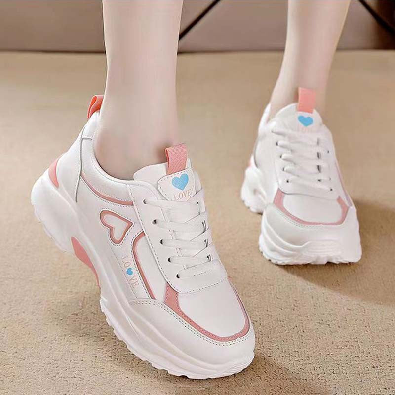 Dad shoes women's 2025 spring and autumn new breathable leather sports shoes women's k-styleeasiest for matchthick solecasual shoes running shoes