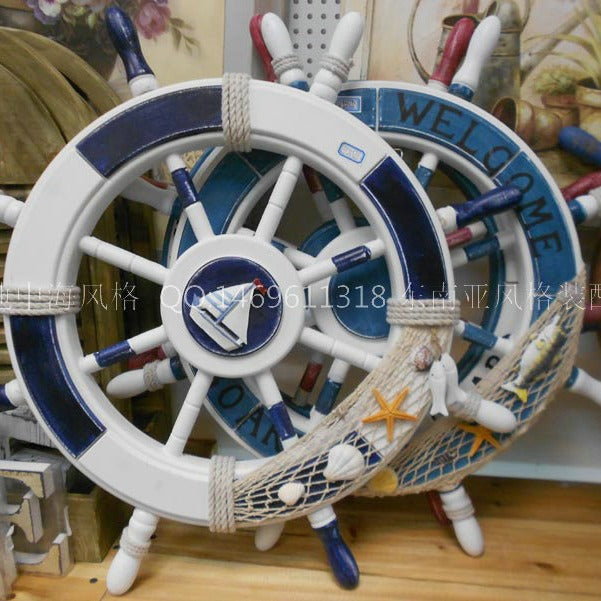 Mediterranean style rudder steering wheel living room window ornament wall hanging rudder rudder wall ornament wall ornament