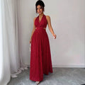 Red floral print cami dress - women's summer  new arrival - french chic sleeveless beach maxi dress for seaside vacations