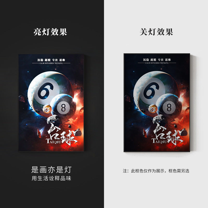 Trend billiard room luminous decorative painting imitation abyss mirror cyberpunk astronaut hanging painting billiard hall luminous lamp painting
