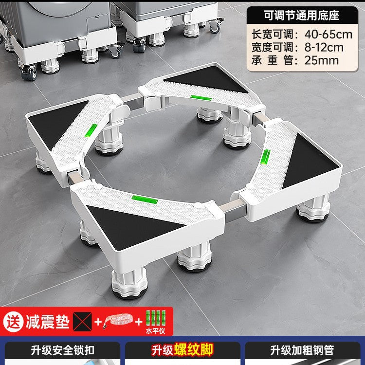 Washing machine base stand - universal adjustable leveling feet with wheels - refrigerator support rack