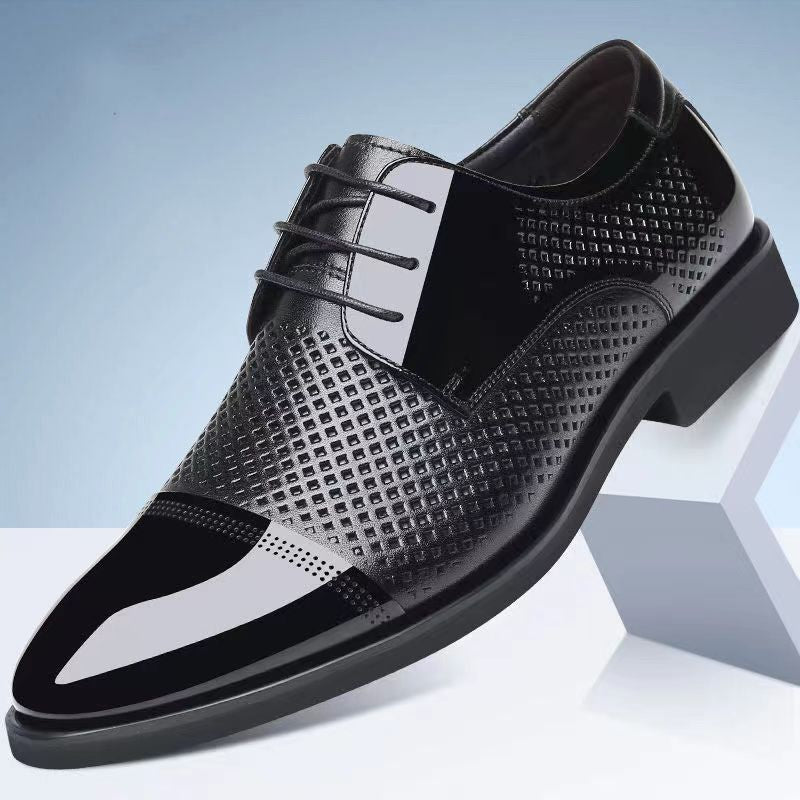 Summernew arrivalcut out perforated breathable business formal leather shoes men's casual wedding groom british pointed toe men's shoes