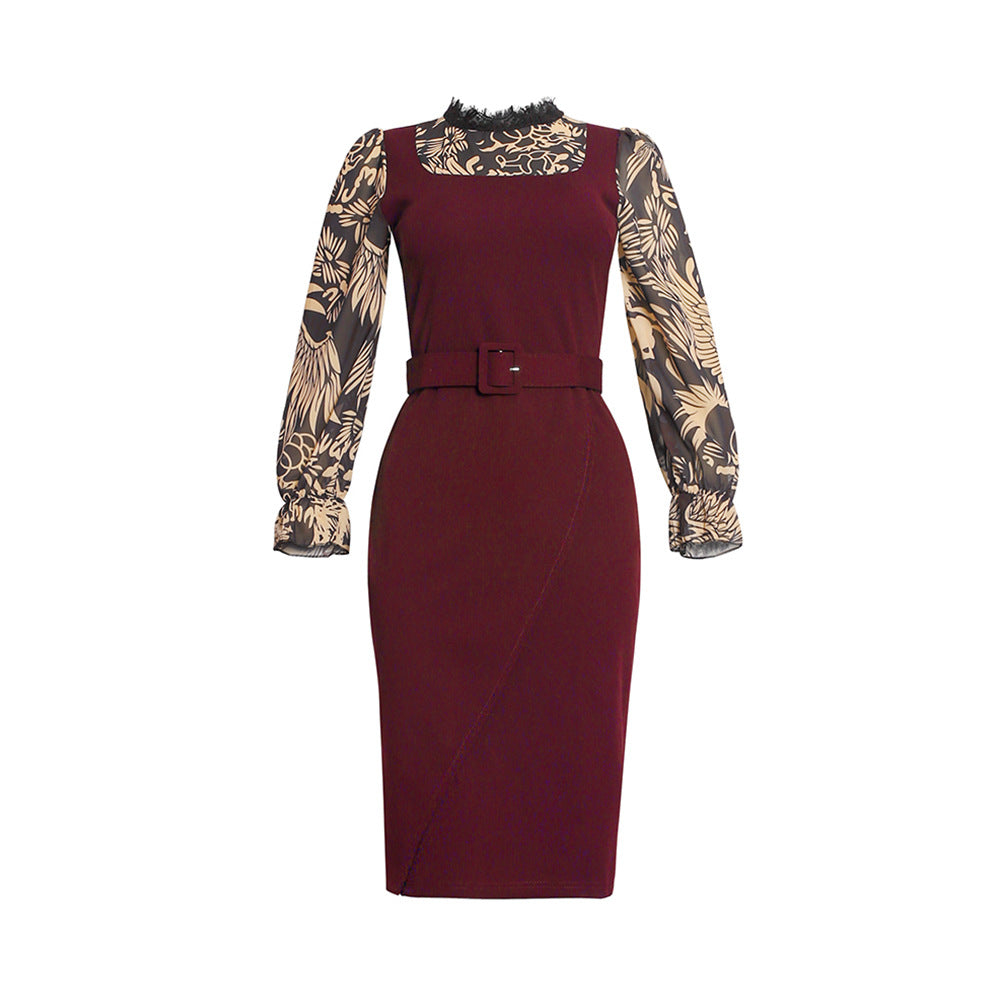 African cross-border sourcing: plus size women's printed dress -  - ol professional pencil skirt + belt