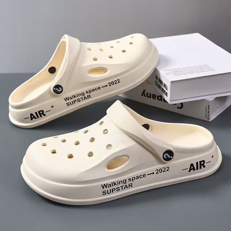 New arrival crocs women's summer shit-feeling thick sole slippers toe-cap sandals couple non-slipcasual beach shoes for men