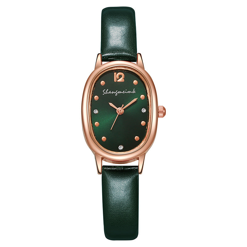 New arrivalelegantretrocasual oval student watch niche style women's watch belt quartz women's watch
