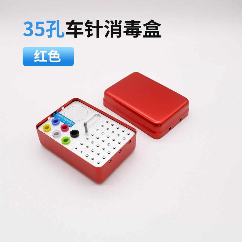Dental 35-hole multi-purpose car needle box High-speed car needle/enlarged needle/dental glue tip Three-purpose with ruler car needle disinfection box