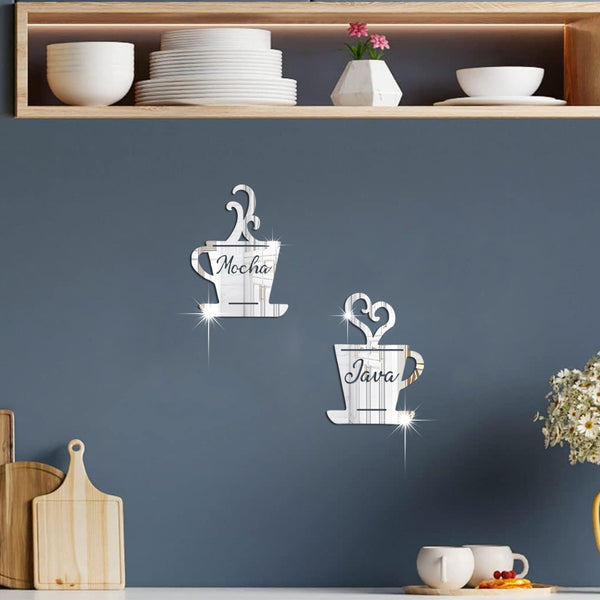 JM3359  coffee cup mirror sticker three-dimensional acrylic wall sticker  self-adhesive decoration sticker wholesale