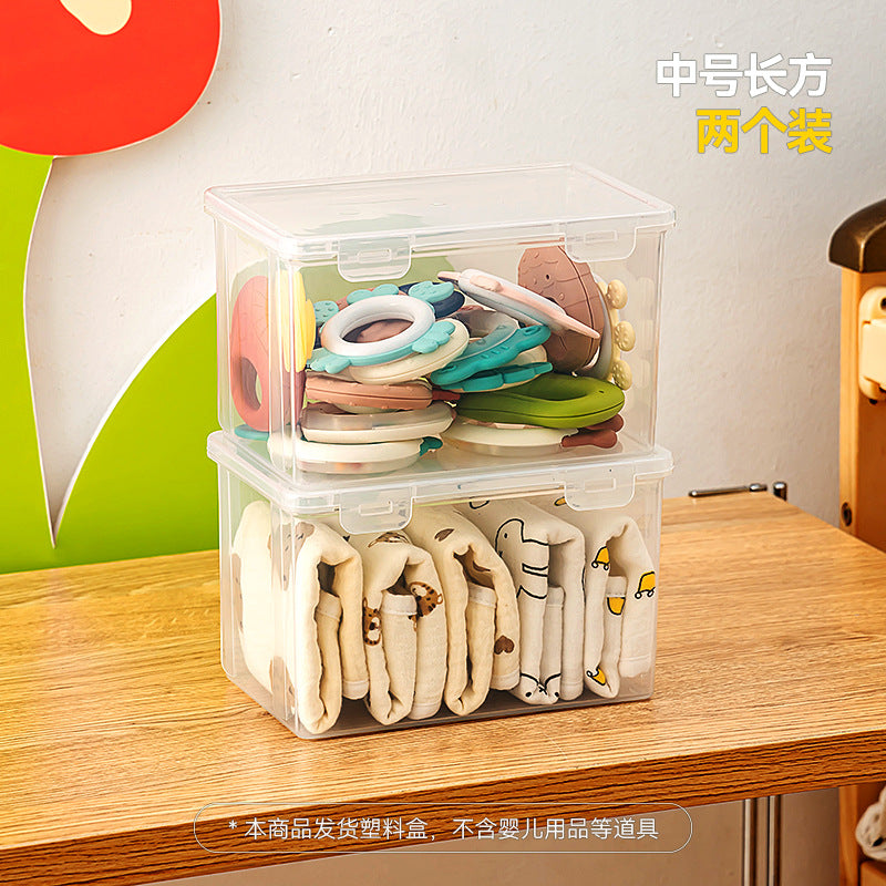 Toothpaste bottle storage box with lid Plastic baby toy box with lid Transparent flip rectangular storage box