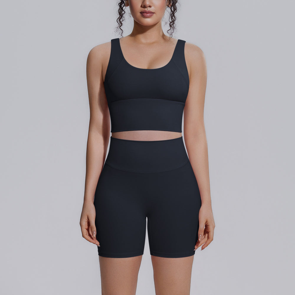 Sexy v-shaped back sports bra high waist hip lifting tight shorts suit quick-drying yoga clothes running fitness clothes