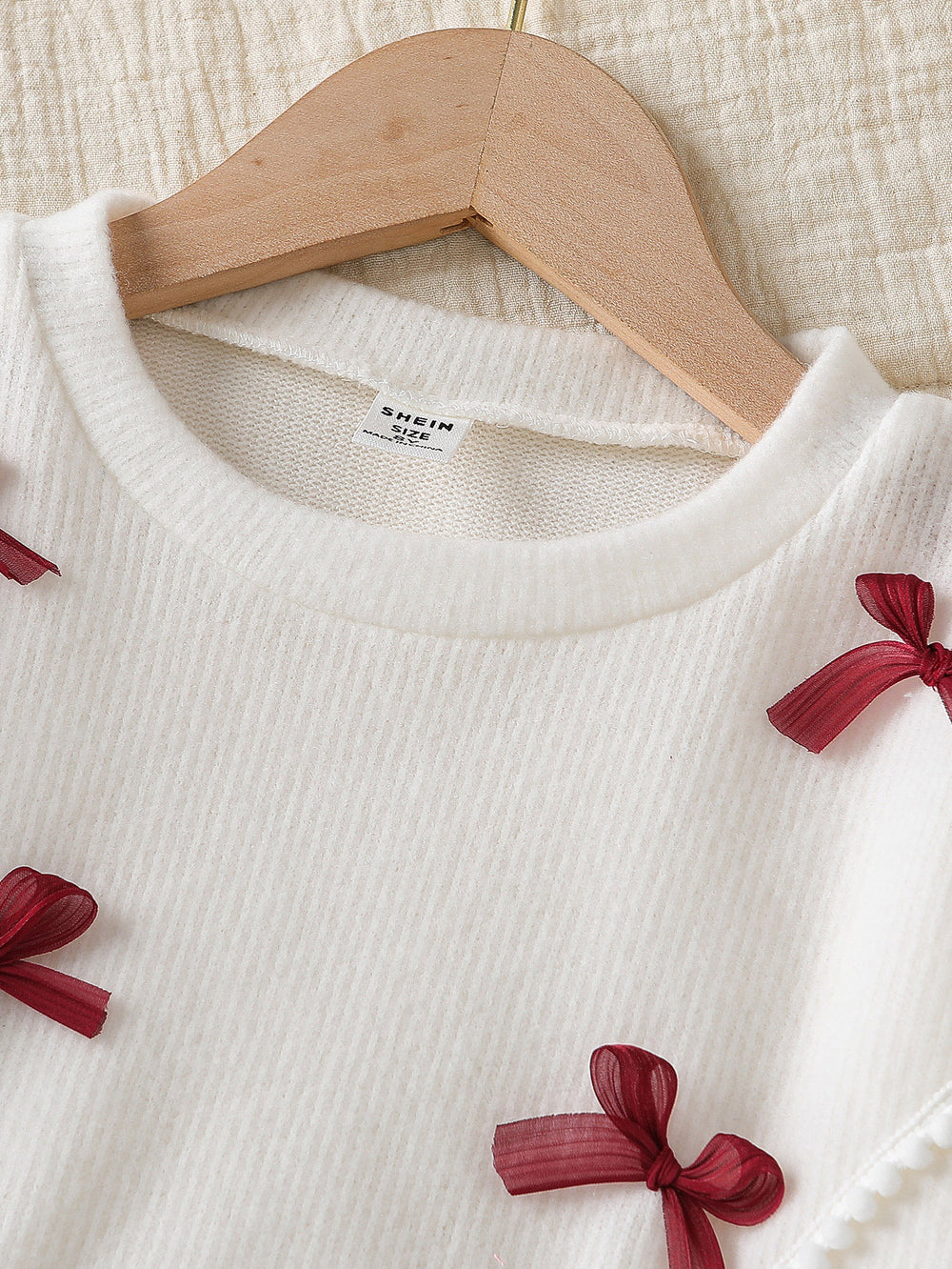 european and american cross-border girls' bow knit top + a-line pleated skirt set, big kids' outfit