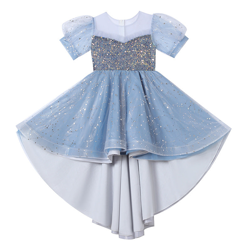 Girls' train dress summer little girl's children's day performance costume party skirt piano recital runway dress for girls