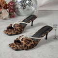 2026 summer new square toe apricot rhinestone ankle strap sandals women's high heel stiletto mules