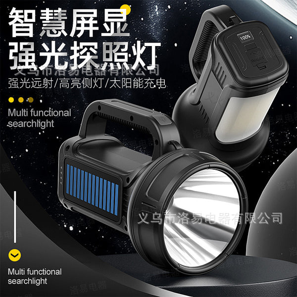 New solar lantern strong light long-range large-capacity digital display lantern outdoor multi-function emergency flashlight
