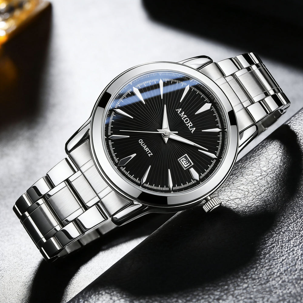 2026 new men's business waterproof watch, stainless steel band, quartz casual watch - cross-border exclusive, ready to ship