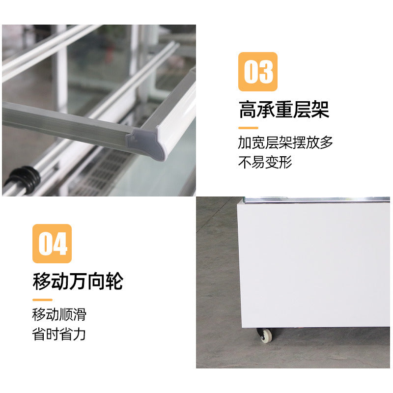 Commercial cake display case - curved & right-angle design - large capacity refrigerated showcase for desserts, fruits, and cold dishes - air-cooled cake chiller