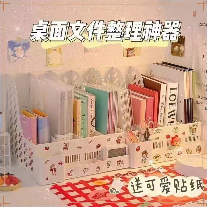 Desktop Files Bookstand Storage Box Folder Thickened Desk Storage Materials Student Bookshelf Bookshelf Desktop
