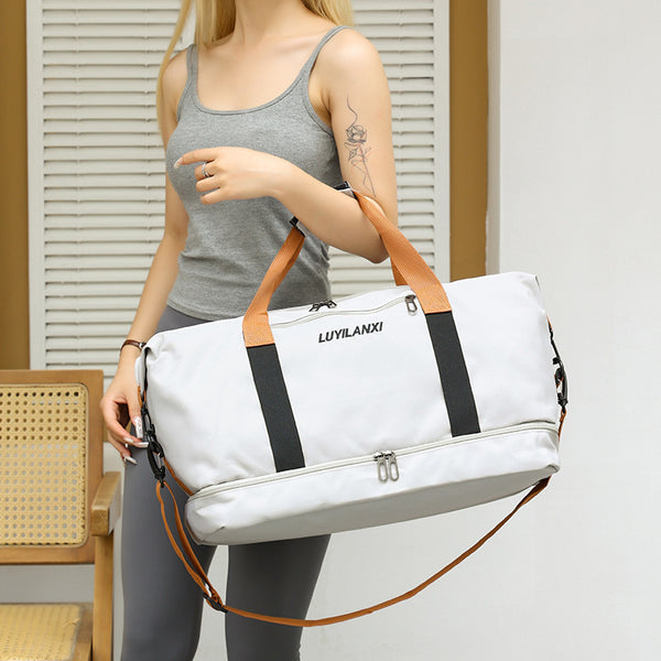 Travel bag large capacity boarding luggage bag dry and wet separation shoe compartment bag cover tie rod business travel fitness bag  bags