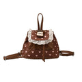 Sweet and cute fashion flip-top backpack for female students, new autumn and winter lace schoolbag, cartoon girl backpack