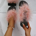 2024 european and american export ostrich feather slippers women's summer outdoor real fur flip-flops fur slippers large size slippers