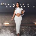 supply european and american women's clothing sexyknitting see-through nightclub suit low-waisted hip skirt suit
